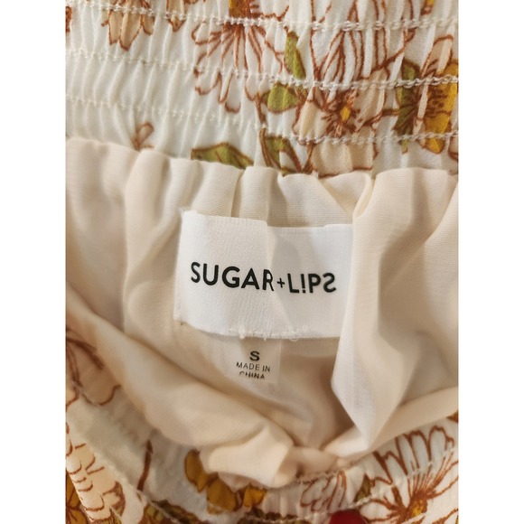Sugar Lips Floral Ruffle‎ Tiered Mini Skirt Size S Boho Beach Vacation - Picture 2 of 7